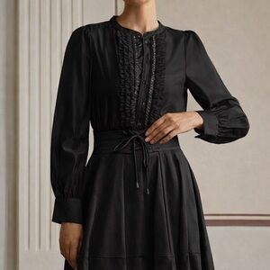 NWT Anewsta Black Tuxedo Blouse